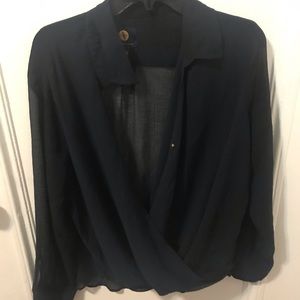 Navy wrap blouse